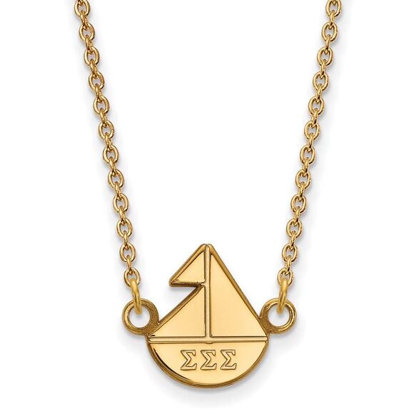 14K Plated Silver Sigma Sigma Sigma XS (Tiny) Necklace - Picture 1 of 5